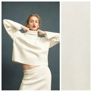 Zara White Turtleneck Sweater Top Loose Fit Long Sleeves Minimalist Medium